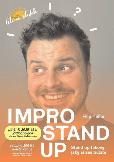 Plakát události Léto ve stodole: Impro Stand Up s Filipem Tellerem