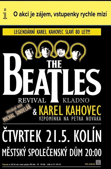 Plakát události Koncert - Michal Šindelář, Karel Kahovec, Beatles Revival