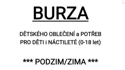 Plakát události Burza dětského oblečení a potřeb pro děti a náctileté (0-18 let) - podzim/zima