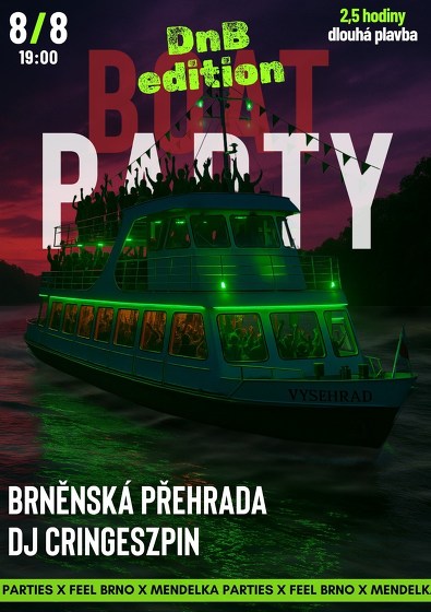 Plakát události Boat party vol. 3: DnB edition x Brněnská přehrada