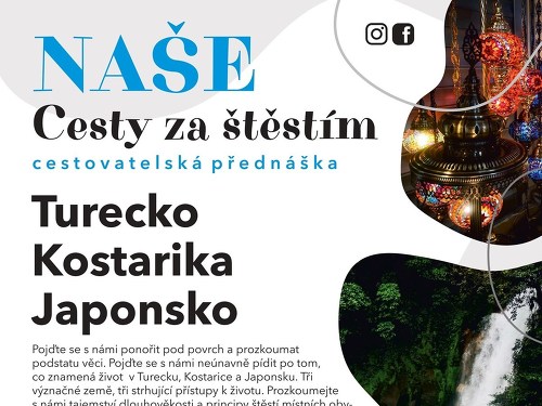 Plakát události Naše Cesty za štěstím - Turecko, Kostarika, Japonsko