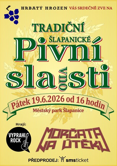 Plakát události Šlapanické Pivní slavnosti - Morčata na útěku, Vyprahlo Rock