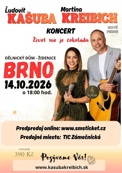 Plakát události Koncert Ľudovít Kašuba a Martina Kreibich v Brně - Židenice