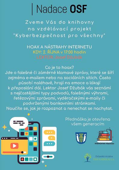 Plakát události Hoax a nástrahy internetu