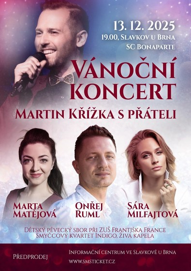 Plakát události Vánoční koncert Martina Křížky a jeho přátel