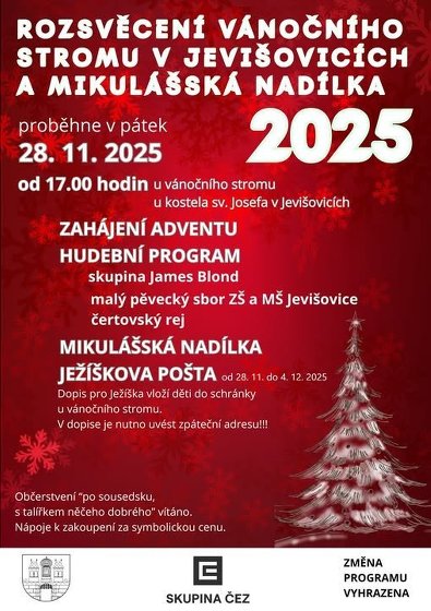 Plakát události Rozsvícení vánočního stromu v Jevišovicích