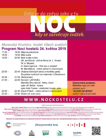 Plakát události Noc kostelů v  Moravském Krumlově