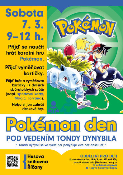 Plakát události Pokémon den a hraní deskových her