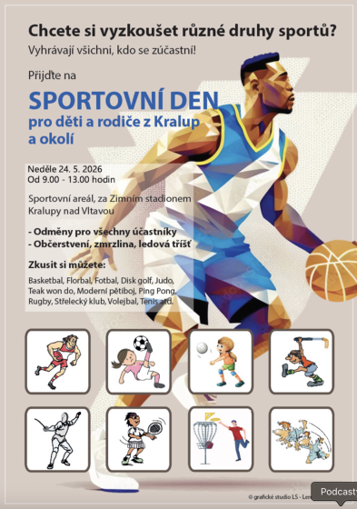 Plakát události Sportovní den v Kralupech nad Vltavou