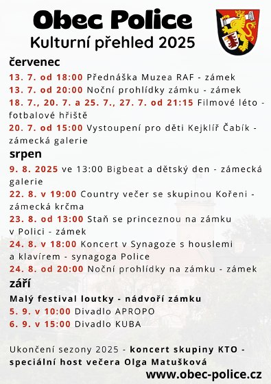 Plakát události Kulturní přehled na prázdniny