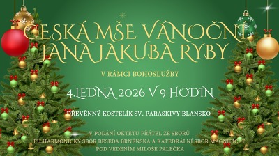 Plakát události Česká mše vánoční Jana Jakuba Ryby v dřevěném kostele