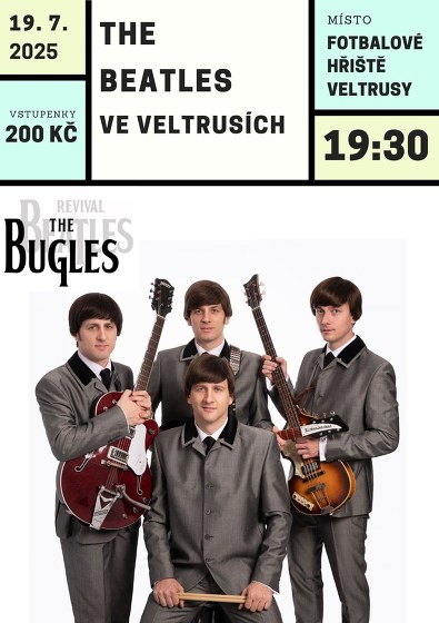 Plakát události The Beatles ve Veltrusích (The Bugles)