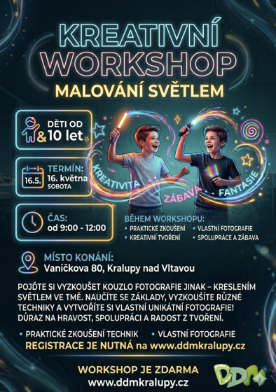 Plakát události Kreativní workshop - malování světlem