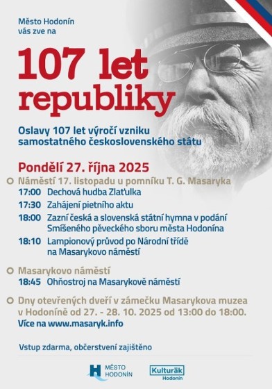 Plakát události 107. výročí vzniku samostatného československého státu