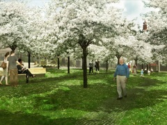 FOTO: Ještě pár slunečních dní a nový park u potoka v Říčanech se zazelená