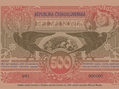 Ivančice vydaly 500 korunovou bankovku k 160. výročí narození Alfonse Muchy