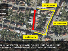 Přeložka kabelů omezuje dopravu ve třech ulicích v Třebíči