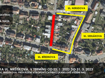 Přeložka kabelů omezuje dopravu ve třech ulicích v Třebíči