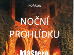 Noční prohlídka kláštera v Dolních Kounicích, malování na chodníku