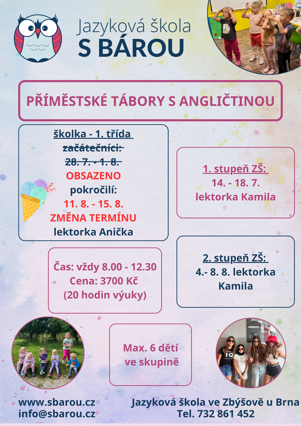 Letní kurzy angličtiny.