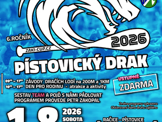 Tradiční festival a závod malých dračích lodí Pístovický drak se blíží. Ještě máte šanci se zúčastnit
