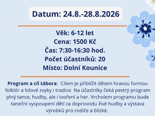 Děti v Dolních Kounicích čeká příměstský folklorní tábor plný tance, hudby a tvoření