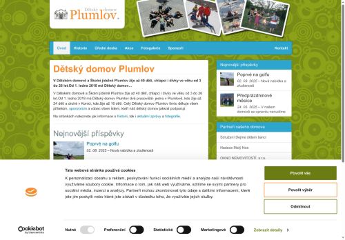Webové stránky Dětský domov a Školní jídelna, Plumlov, Balkán 333, Plumlov