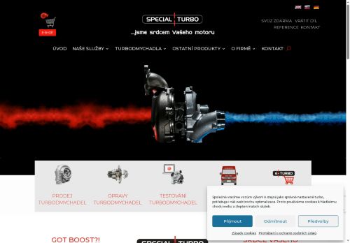 Webové stránky SPECIAL TURBO a.s., Prušánky