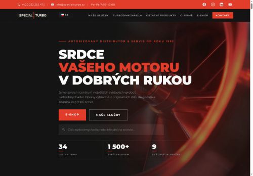 Webové stránky SPECIAL TURBO a.s., Prušánky