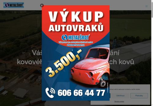 Webové stránky Metalšrot Tlumačov a.s., Třebíč