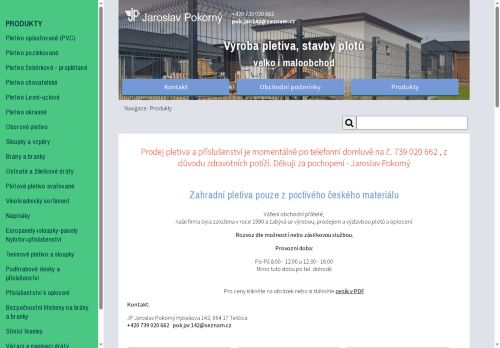 Zobrazit webové stránky Jaroslav Pokorný - Výroba pletiva, stavby plotů