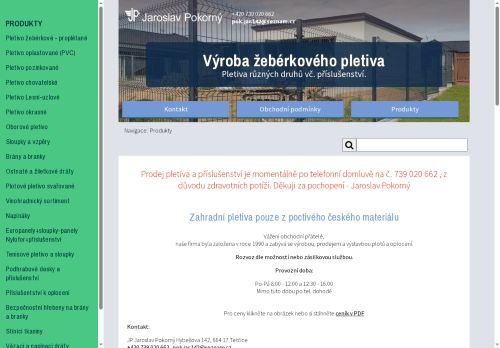 Zobrazit webové stránky Jaroslav Pokorný - Výroba pletiva, stavby plotů