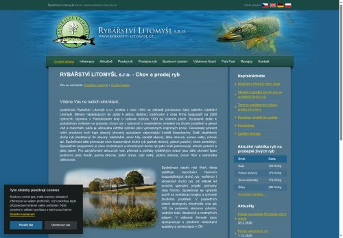 RYBÁŘSTVÍ LITOMYŠL s.r.o. nabízí práci na pozici Řidič/ka nákladního vozidla v obci Litomyšl