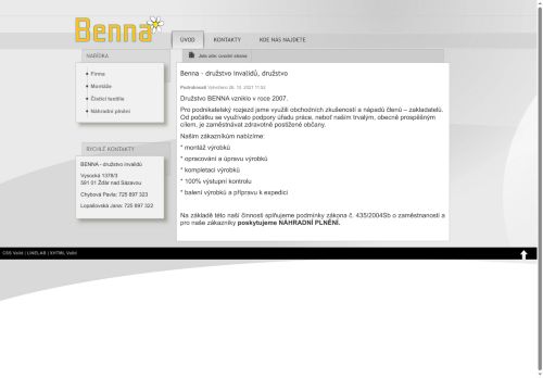 BENNA - družstvo invalidů, družstvo nabízí práci na pozici Montážní dělníci výrobků z pryže a plastů (m/ž) v obci Žďár nad Sázavou