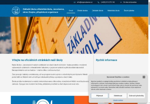 Webové stránky Základní škola a Mateřská škola, Jaroslavice, okres Znojmo, Jaroslavice