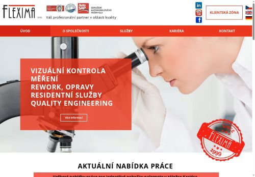 FLEXIMA s.r.o. nabízí práci na pozici Kontrolor kvality (m/ž) v obci Kolín