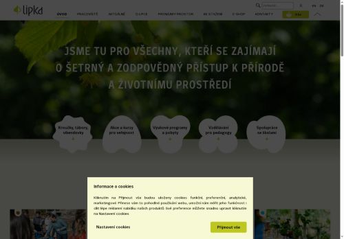 Webové stránky Lipka - školské zařízení pro environmentální vzdělávání Brno, příspěvková organizace, Ostrov u Macochy