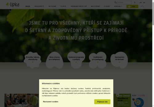 Lipka - školské zařízení pro environmentální vzdělávání Brno, příspěvková organizace nabízí práci na pozici provozní pracovnice/pracovník (výdej stravy, úklid a jiné pomocné práce) v obci Ostrov u Macochy