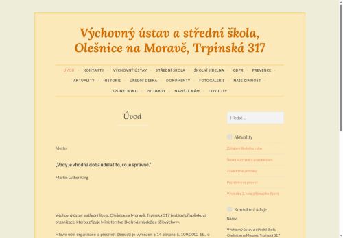 Výchovný ústav a střední škola, Olešnice na Moravě, Trpínská 317 nabízí práci na pozici Učitel /ka učebního oboru opravářské práce a zahradnická výroba - teorie a praxe v obci Olešnice