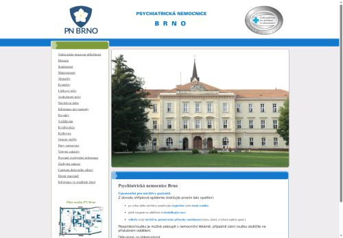 Webové stránky Psychiatrická nemocnice Brno, Brno
