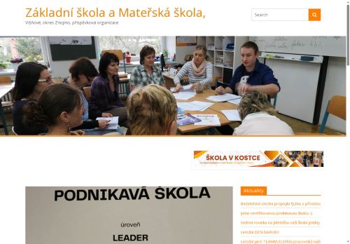 Webové stránky Základní škola a Mateřská škola, Višňové, okres Znojmo, příspěvková organizace, Višňové