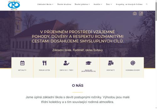 Webové stránky Základní škola, Radiměř, okres Svitavy, Radiměř