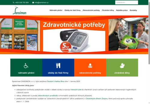 Webové stránky SANSIMON, s.r.o., Rajhrad