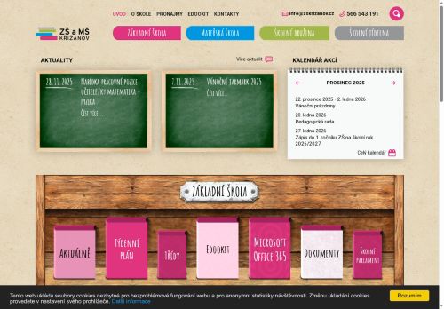 Webové stránky Základní škola a mateřská škola Křižanov, příspěvková organizace, Křižanov