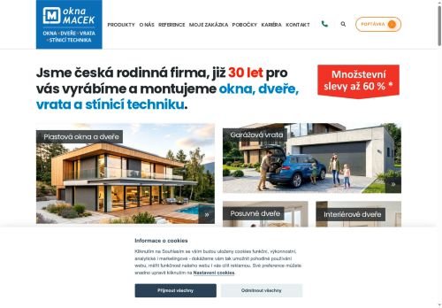 Webové stránky Okna Macek a.s., Dubňany