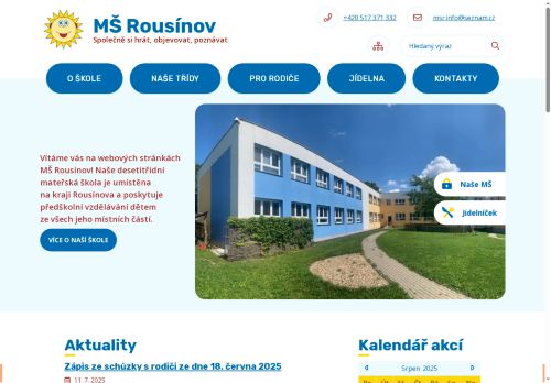 Webové stránky Mateřská škola Rousínov, okres Vyškov, 683 01 Rousínov, Habrovanská, Rousínov