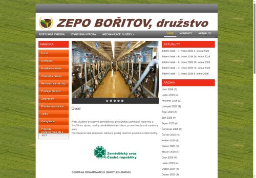 Webové stránky ZEPO Bořitov, družstvo, Bořitov