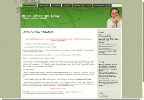 Zobrazit webové stránky Praktický lékař pro dospělé - MUDr. Ivo Procházka