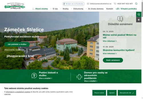 Webové stránky Zámeček Střelice, příspěvková organizace, Střelice