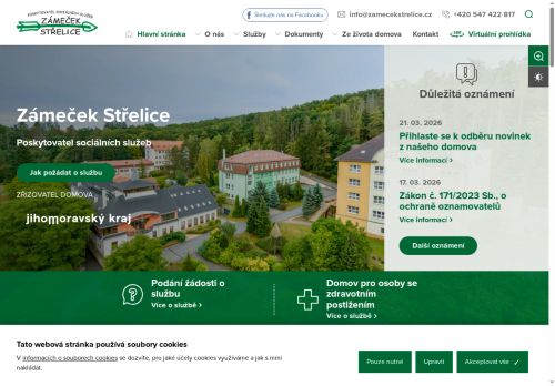 Webové stránky Zámeček Střelice, příspěvková organizace, Střelice